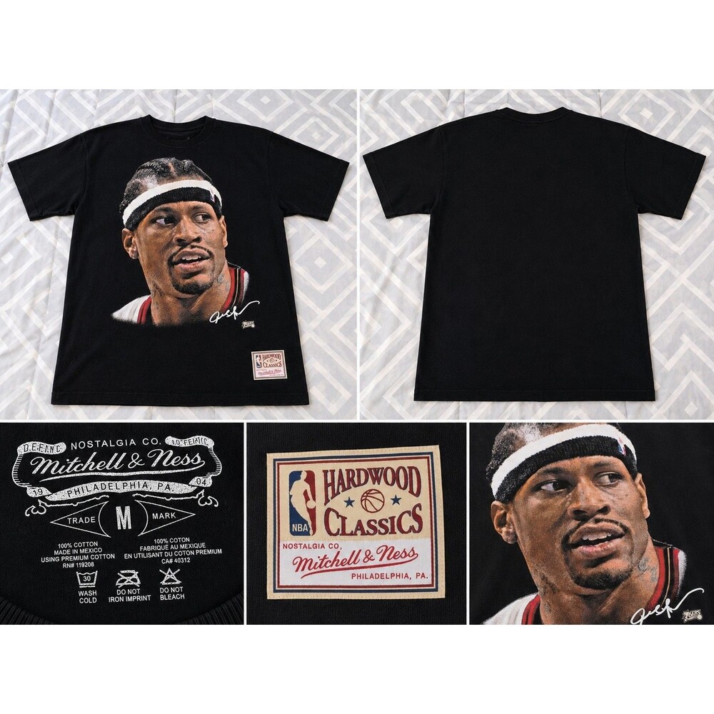 Mitchell & Ness Hardwood Classics NBA Graphic Logo Tee Black Men's M Crew Neck